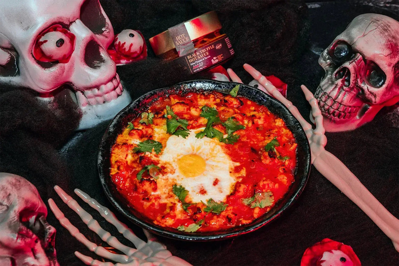 A Spooky Shakshuka with Truffle Hot Sauce - Aroma Truffle