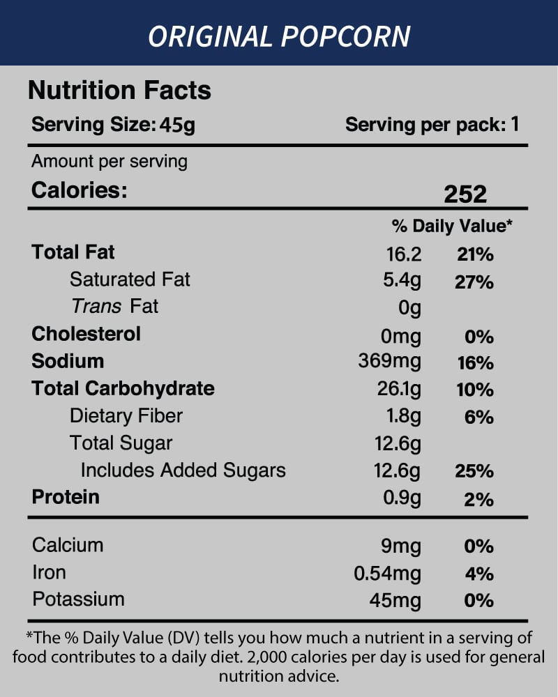 Nutrition Facts of Black Truffle Popcorn - Original