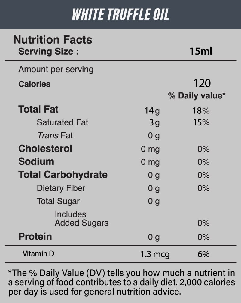 Nutrition Facts of Premium White Truffle Oil | Italian Luxury